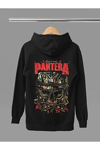 MAGORS Sweatshirt rock cu glugă, cu mânecă lungă, din bumbac, cu imprimeu PAN...