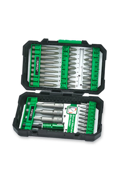 TOPTUL GAEW4001 set, 40 screwdriver bits, 1/4 inch hex drive, quick magnetic holder, box