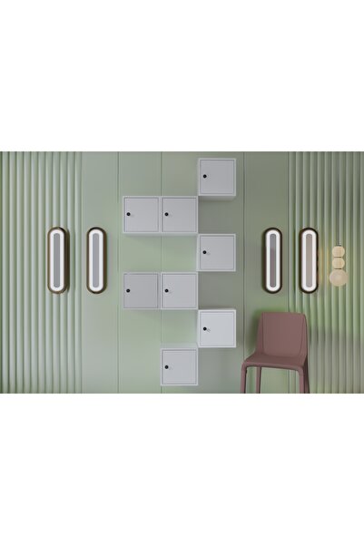 Nettrends 8 Kapaklı Duvara Monte Modüler Tasarım Çok Amaçlı Dolap