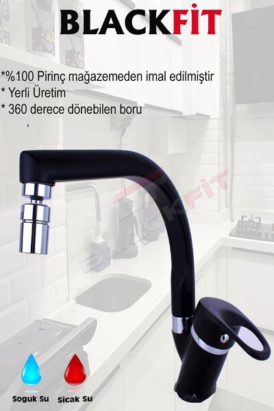 BF BLACKFİT Siyah Mix Lavabo Bataryası 5 Yıl Garantili Sıcak Soğuk Aç Kapa Mu...