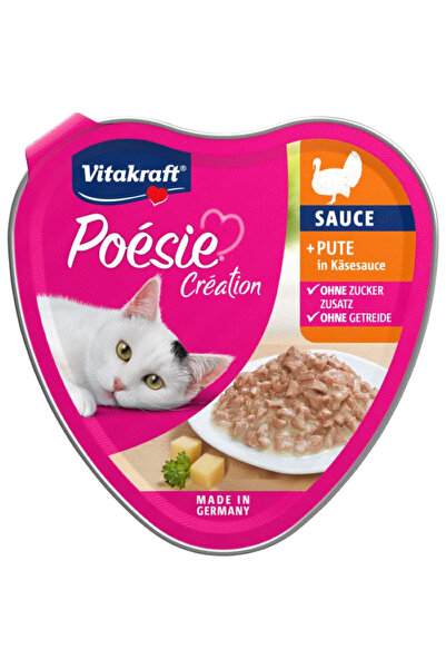 Vitakraft Poésie Creation ديك رومي وجبن في صلصة، 85 غرام، على شكل قلب