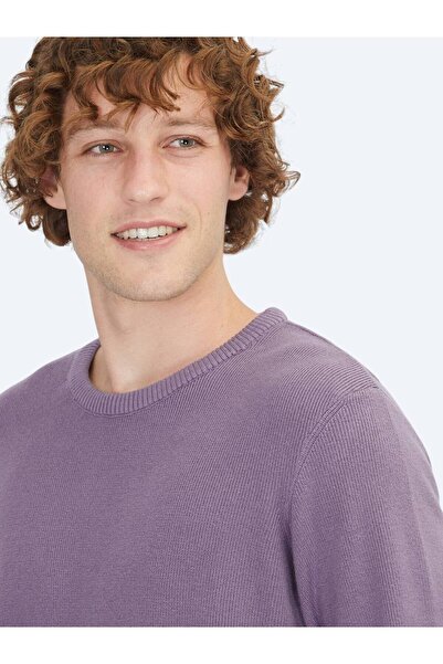 Kip Mor Bisiklet Yaka Jakarlı Triko Kazak