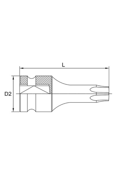 TOPTUL TORX impact bit wrench KADA1220, 3/8 inch square drive, torx profile, T2 wrench size
