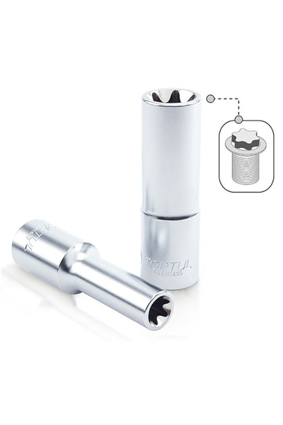 TOPTUL BAEH1620 TOPTUL long socket wrench, 1/2 inch square drive, star-inside profile, wrench opening