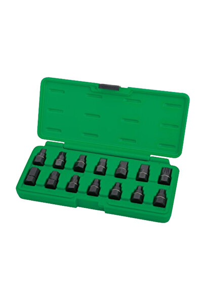 TOPTUL JGAI1403 oil plug kit, 17 mm driver, chrome vanadium, 14 pieces, storage box on