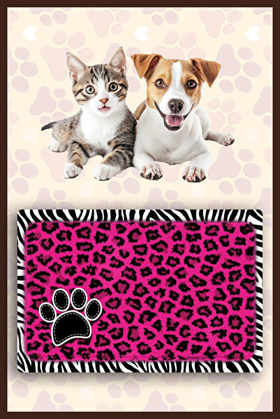 Dormot Modern Dijital Baskılı Mama ve Su Matı - Kedi Mat Köpek Mat Mama Atlığ...