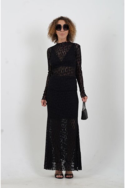 Zelish My Sister Чорна спідниця з напівпідкладкою з мережива