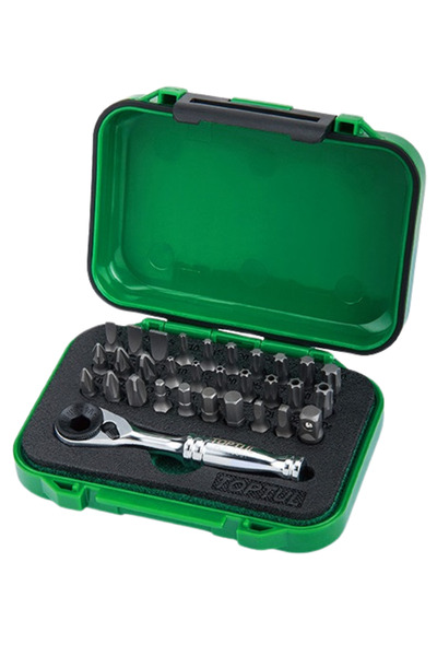 TOPTUL GABW3103 kit, 31 screwdriver bits, with 1/4 inch ratchet, with 1/4 inch adapter, plastic box