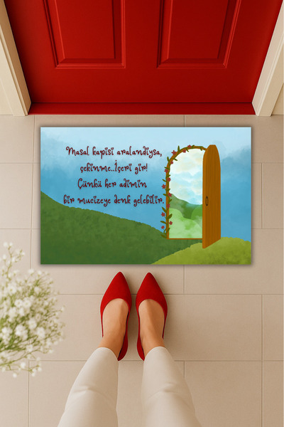 Dormot YükseModern Dijital Baskı-Motivasyon Masal Kapısı Temalı Paspas 70x45c...