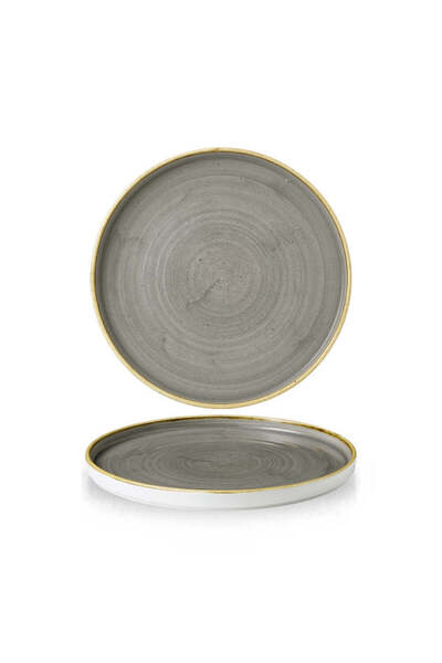 CHURCHILL Stonecast Peppercorn Grey Walled Ceramic Dinner Plate, 26cm