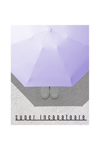 LEBLOU Umbrella mini foldable with case, portable 220 g, ergonomic handle with cord, double fiberglass fram