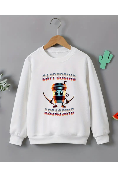haha Cappuccino Assasino Printed Long Sleeve T-Shirt for Boys