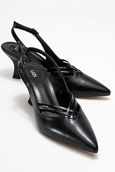 Lizy Shoes Negru - Pantofi cu toc pentru femei cu bretele încrucișate