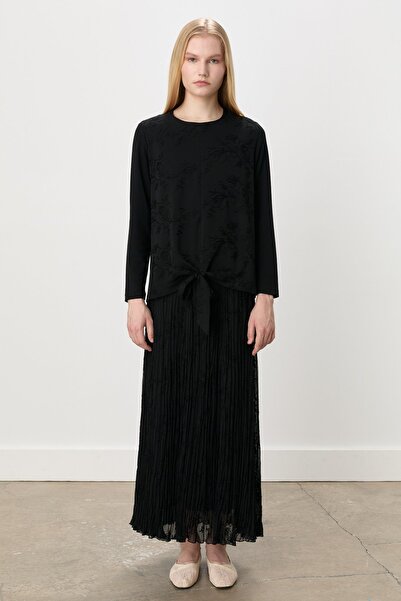 Nihan Rahat Kalıp Yakma Şifon Takım Siyah