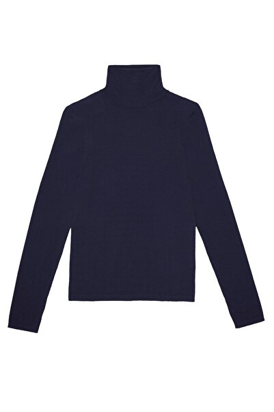 Beauty Omelette Lacivert %100 Yün İnce Balıkçı Kazak