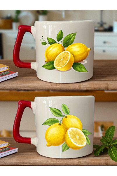 lili hediyelik طقم أكواب مكون من قطعتين مطبوع عليه الليمون - هدايا للحبيب، هد...