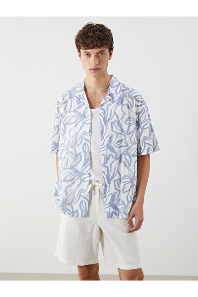 LC Waikiki Cămașă pentru bărbați cu mâneci scurte, cu model, sezon nou - S5I5...
