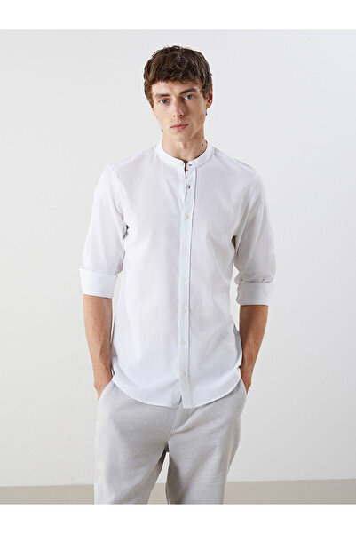 LC Waikiki New Season Regular Fit Long Sleeve Linen Blend Men's Shirt - S5Pv97Z8
