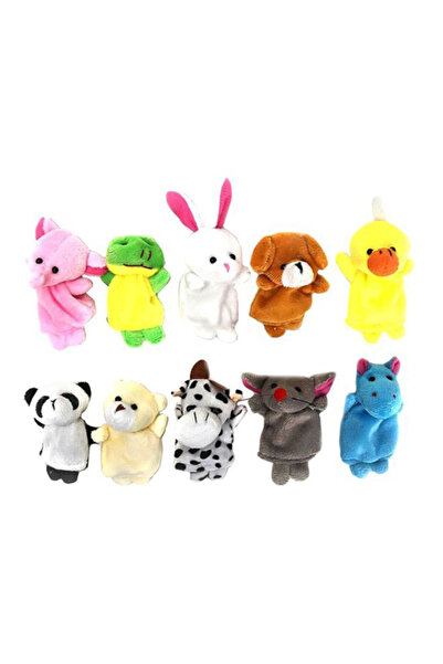 HALAMODO مجموعة من 10 دمى أصابع حيوانية محشوة 7 × 3 سم