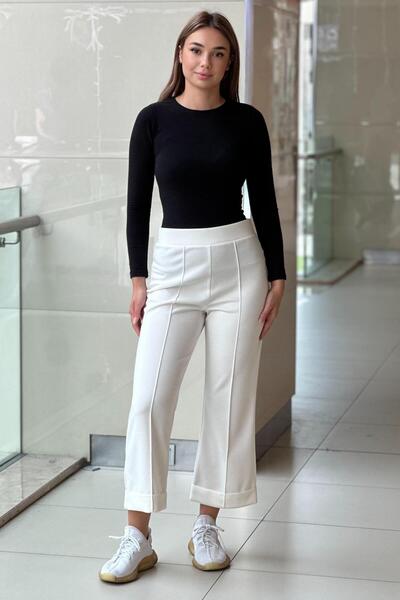 sentez giyim Synthesis Ribbed Bamboo Double Leg Trousers