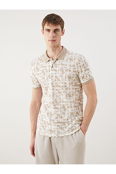 LC Waikiki تي شيرت رجالي بياكيه منقوش بياقة بولو باللون البيج من متجر بلس