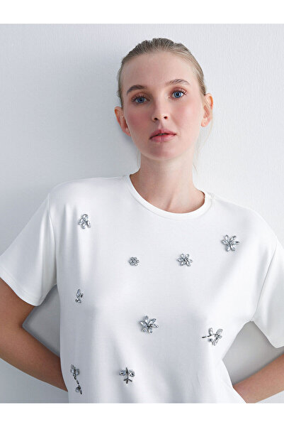 LC Waikiki Vizyon New Season Crew Neck Floral Stone Women's T-Shirt