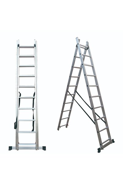 Asil Alüminyum 2 Parçalı Endüstriyel Merdiven 2x6 / 2x7 / 2x8 / 2x9 Basamak | EN131