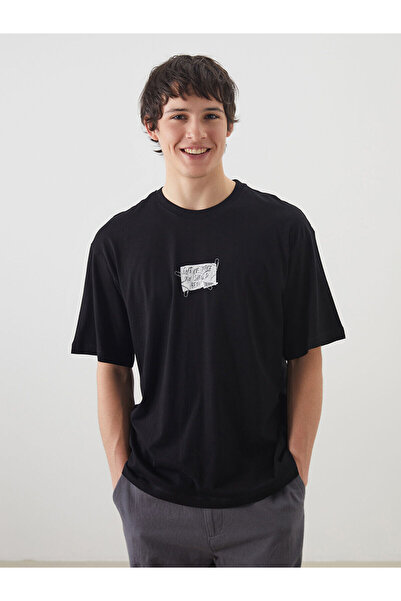 LC Waikiki تي شيرت رجالي من القطن الممشط مطبوع عليه ياقة الدراجة من Peak New ...