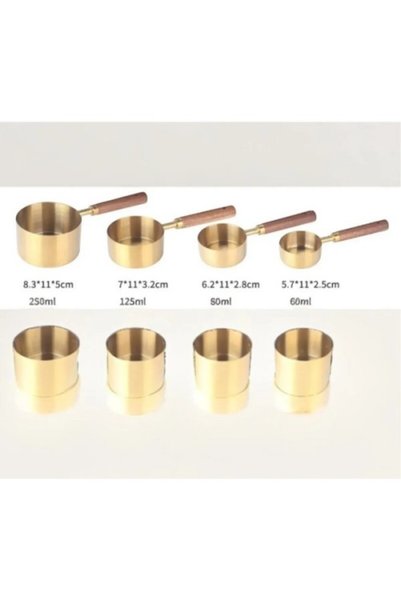 ForWhat 4Pcs Wooden Handle Measuring Spoon Set for Office Home Office Kitchen