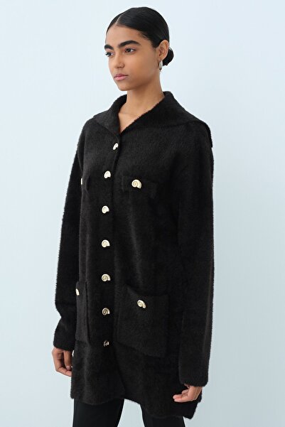 Nihan Berretto Angora Ceket Siyah