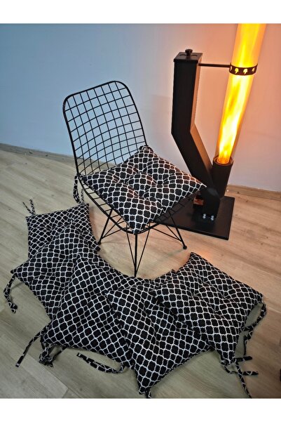 FELIX HOME Pofidik Sandalye Minderi Petek Desenli Özel Dikişli Bağcıklı 40x40 cm (1 ADET)