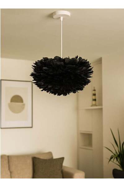 Hammer Modern Chandelier Black Feather 60cm Diameter Triple E27*3L