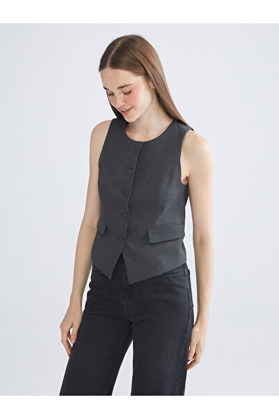 LC Waikiki Anthracite Crew Neck Women's Vest