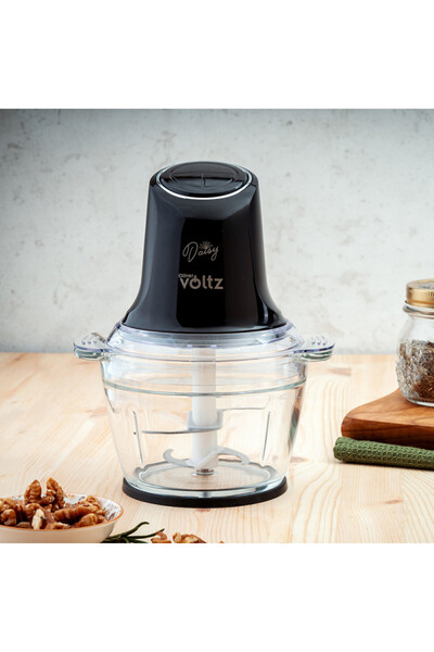 Voltz Oliver Daisy OV51111W Chopper, 600W, 1 liter, Double steel blade, Glass bowl, Black