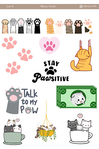 MirayDesign 1 foaie de pisică autocolante tematice (12x17 cm) pentru Bullet J...