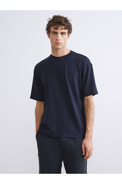 LC Waikiki Tricou pentru bărbați, albastru bleumarin, cu guler rotund