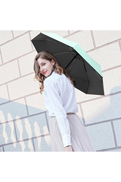 LEBLOU Mini Folding Umbrella with Case, Mint Green