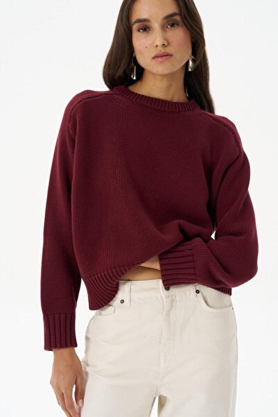 Beauty Omelette Bordo Bisiklet Yaka Merserize Kazak