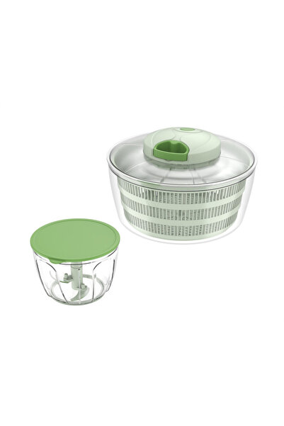 Voltz Salad spinner and hand chopper 2in1 Oliver OV51215D, 4 l, 3 knives, Lid with rope, Green