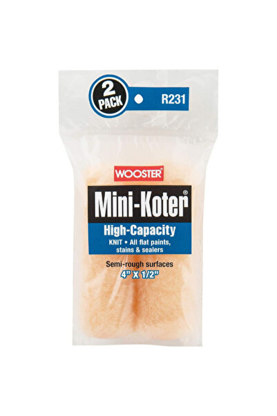 Wooster غطاء أسطوانة طلاء ميني كوتير عالي السعة، قطعتان، 4 × 1/2 بوصة