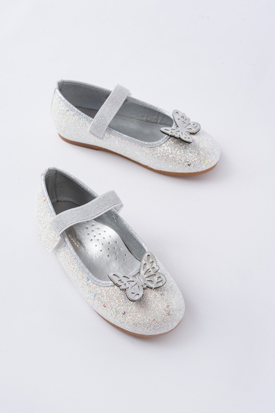 p papuccum ortopedi çocuk ayakkabıları Girl's Glittery Butterfly Non-Slip Sole Ballerinas