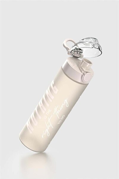 Renga Saga Loop Patterned Writing 630 ml Matte Tritan Bottle 912137 Beige