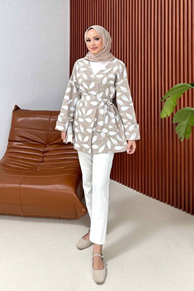 Melike Tatar Ζακέτα με σχέδιο φύλλων ζακάρ 32-7021-1