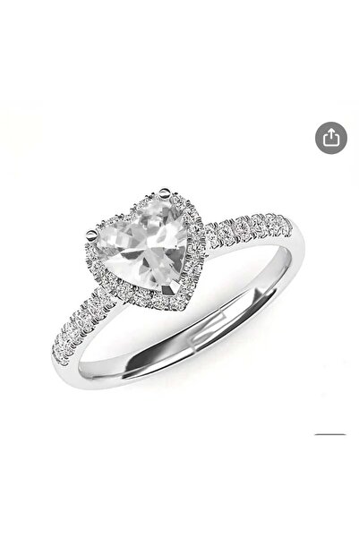 JUPİTER HOME Gümüş Kaplama Çelik Beyaz ayarlanabilir yüzük Kadin yüzük kalpli...