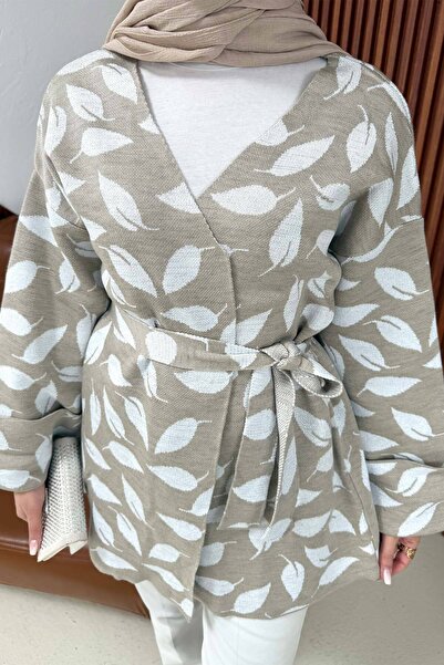 Melike Tatar Ζακέτα με σχέδιο φύλλων ζακάρ 32-7021-1