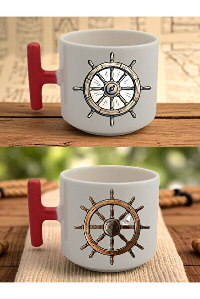 lili hediyelik أكواب لاتيه مطبوعة بتصميم عجلة السفينة - هدايا رأس السنة الجدي...