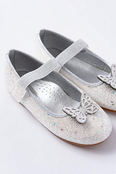 p papuccum ortopedi çocuk ayakkabıları Girl's Glittery Butterfly Non-Slip Sole Ballerinas