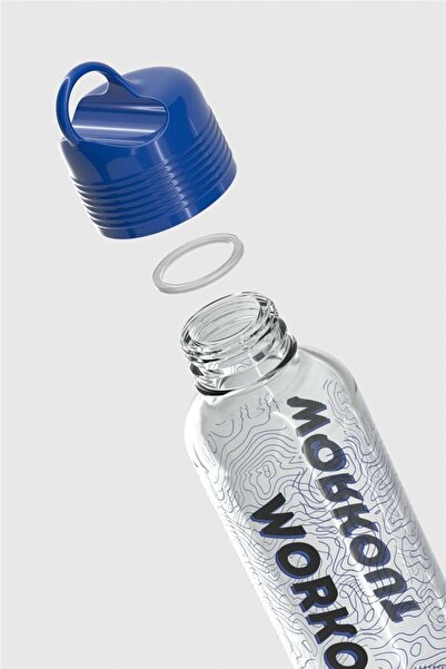 Renga Moon Patterned 450 ml Glass Flask 922009 Blue