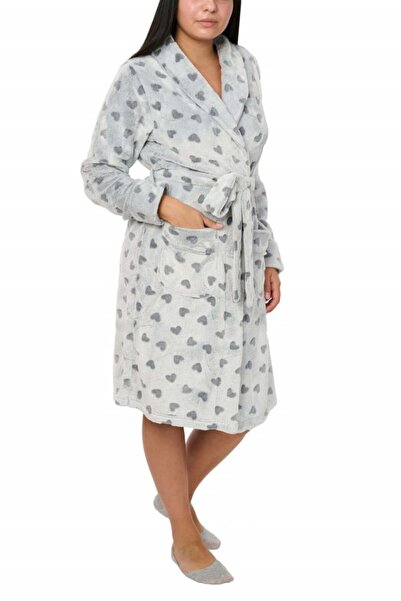 Centini Women's bathrobe with hearts, Selena, pearl gray