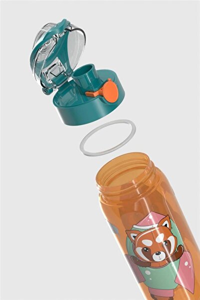 Renga Saga Patterned 530 ml Children's Water Bottle 912174 Orange-Turquoise